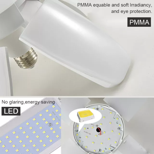 60W LED Garage Light Fan Blade Ceiling Lights B22/E27 Cool White Energy Saving 3