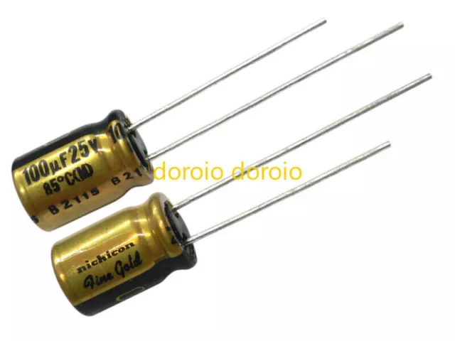 JAPAN 20PCS Nichicon MUSE FG（Fine Gold) 100Uf 25V 100mfd Audio Capacitor 3