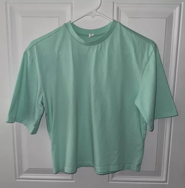 BP. Womens Cropped T Shirt Top Crew Neck Short Sleeve Light Green Size XXS