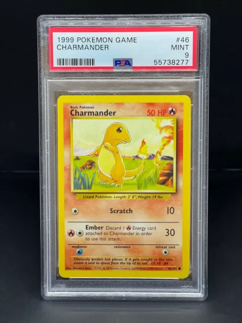 Pokemon Base Set Unlimited Charmander PSA 9 MINT 46/102 - WOTC English Card
