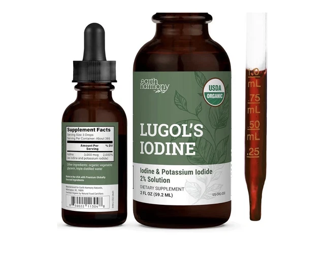 2PACK | ORGANIC Lugol's Iodine Liquid Drops Supplement - 2% Thyroid Non ...