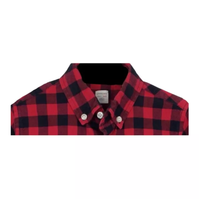 Crewcuts J Crew Boys Button-Up Shirt Red Black Buffalo Check Flannel Kids Sz 4/5 3