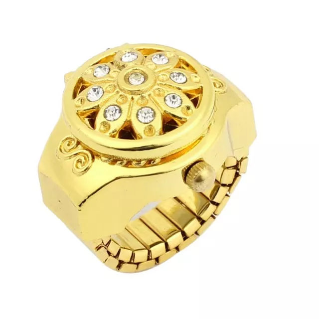 Reloj de anillo de dedo banda elastica devoraciob de flor de cristal esfera6637