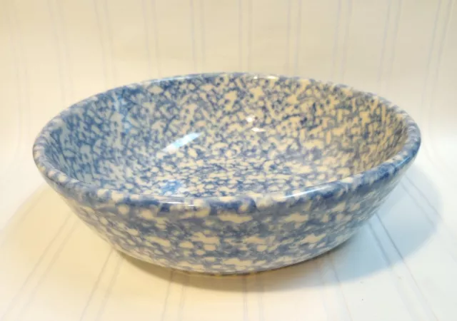 Roseville Pottery Blue Spongeware The Workshop Gerald E. Henn 9.5" Large Bowl