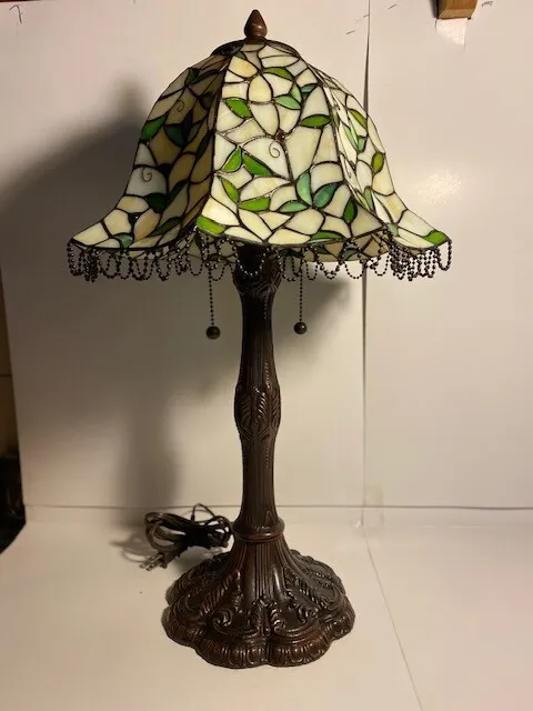lead and slag glass table lamp