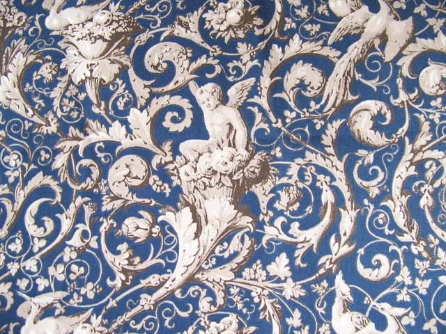 Coupon De Tissu Style Jouy - Scènes Anciennes Sur Fond Beige, 70x102 Cm, D'occasion