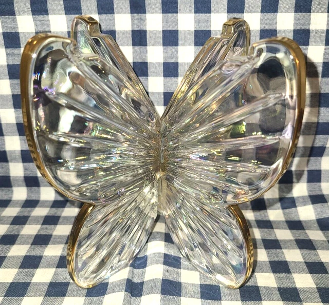 ALL NEW GLASS Butterfly 3Wick Candle Holder Pedestal Bath & Body Works