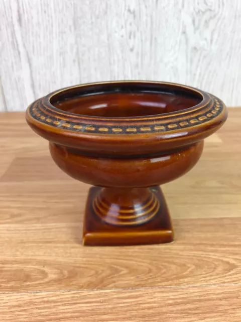 Dartmouth Pottery Brown Glazed Pedestal Urn Shaped Vase Pot 4" Tall