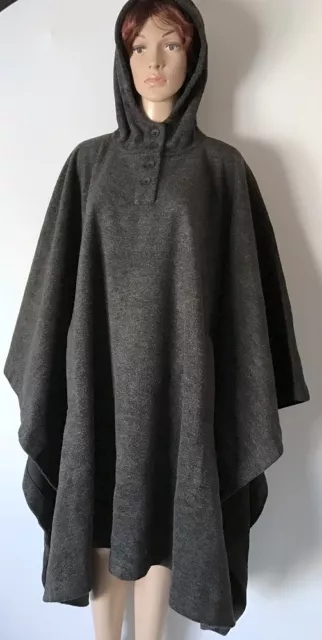 DKNY Hooded Draped Cape Coat Donna Karan Women's B3650029K, Grey, M/L MSRP $349 2