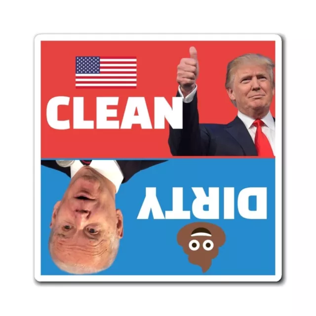 CLEAN OR DIRTY TRUMP AND BIDEN DISHWASHER MAGNET 5-INCH by 5-INCH.