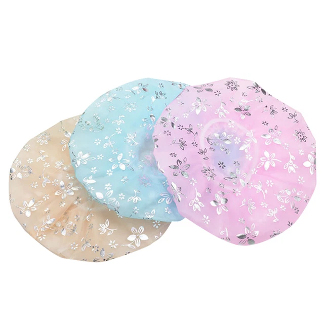 3 PIEZAS Sombrero de ducha Plástico Gorra de baño Gorras de ducha Salón Gorra para el cabello Dama Salón Sombrero