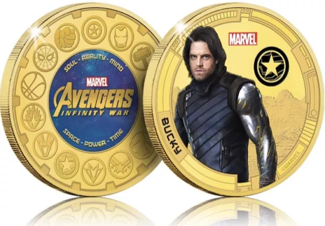 Marvel Avengers Bucky (The Winter Soldier) Infinity War 24ct Gold Plated Coin