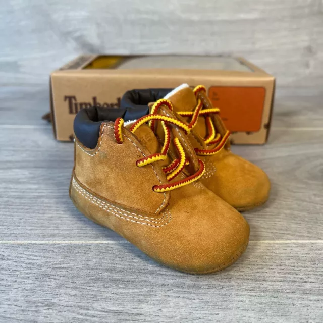 Timberland Boots Toddler Baby Tan UK Size 0.5 Lace Up Low Top Shoes