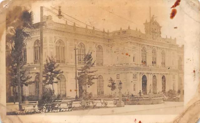 RPPC MUSEUM BUILDING LIMA PERU REAL PHOTO POSTCARD (c. 1930s)