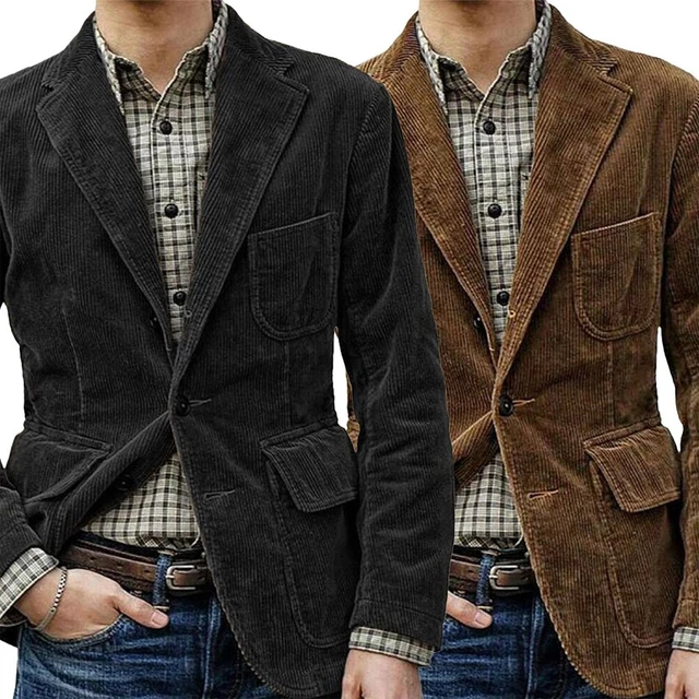 Blazer uomo alla moda vintage abito in velluto a coste per lavoro e affari
