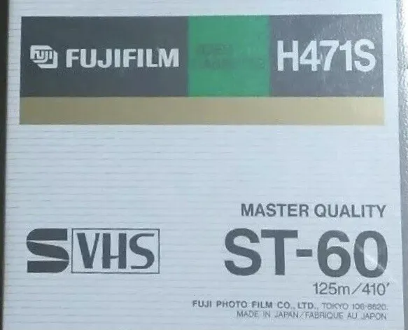 Cinta maestra FUJIFILM VHS calidad H471S 125m/410' ST-60 NUEVA hecha en Japón