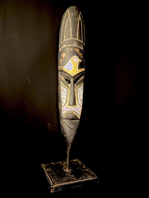 African Tribal Face Mask Wood Hand Carved Wall Hanging M handmade home decor  97
