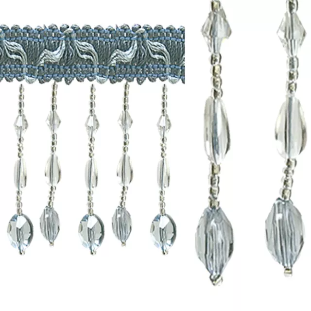 Fringe Beading - Light Blue 70mm Price is for 5 metres