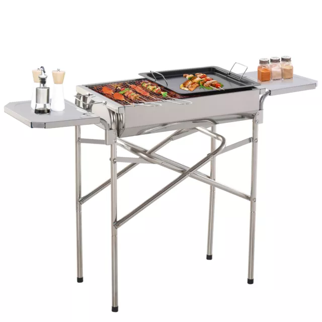 Outsunny Barbecue a Carbone o Carbonella in Acciaio Inox con Griglia