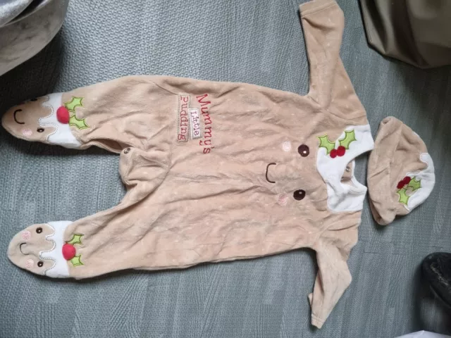 Christmas 0-3 Months Outfit Sleepsuits 2x George. Jojo Maman Bebe