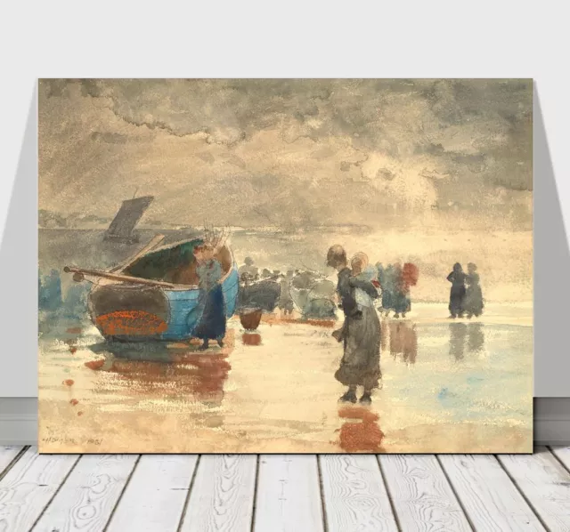 WINSLOW HOMER - On The Sands - CANVAS ART PRINT POSTER - Sailing Boat 16x12"