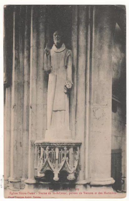 Cpa 27 - Vernon : Statue De Saint-Adjudor - Église Notre-Dame (Eure) Non Écrite