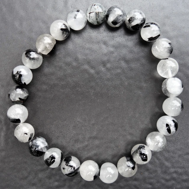 TOURMALINED QUARTZ CRYSTAL  BRACELET - Psychic Protection, Purification, Healing