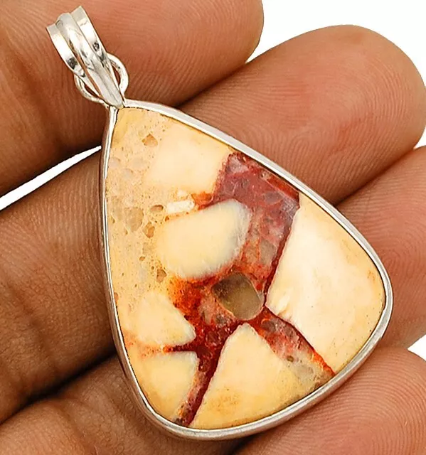 Natural Brecciated Mookaite 925 Solid Sterling Silver Pendant Jewelry ED18-5