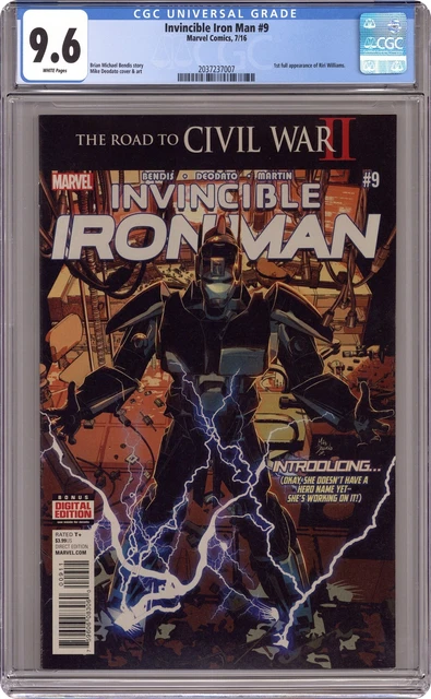 Invincible Iron Man #9A Deodato CGC 9.6 2016 2037237007 1st Riri Williams