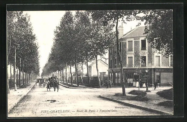 CPA Viry Chatillon, Route de Paris à Fontainebleau 1910