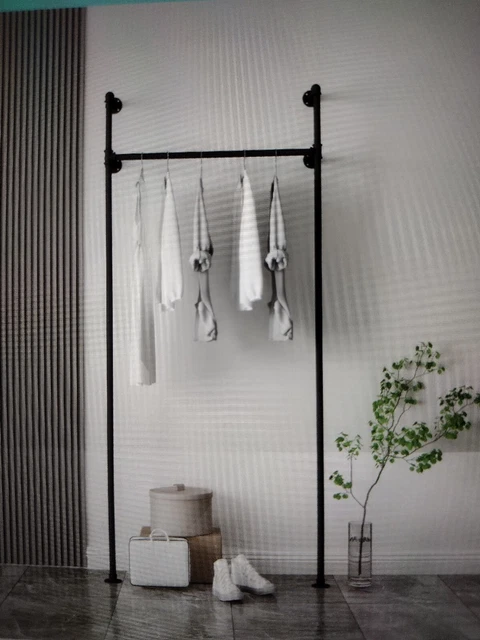 Industrial Pipe Clothing Rack On Wall Design Retail Display
