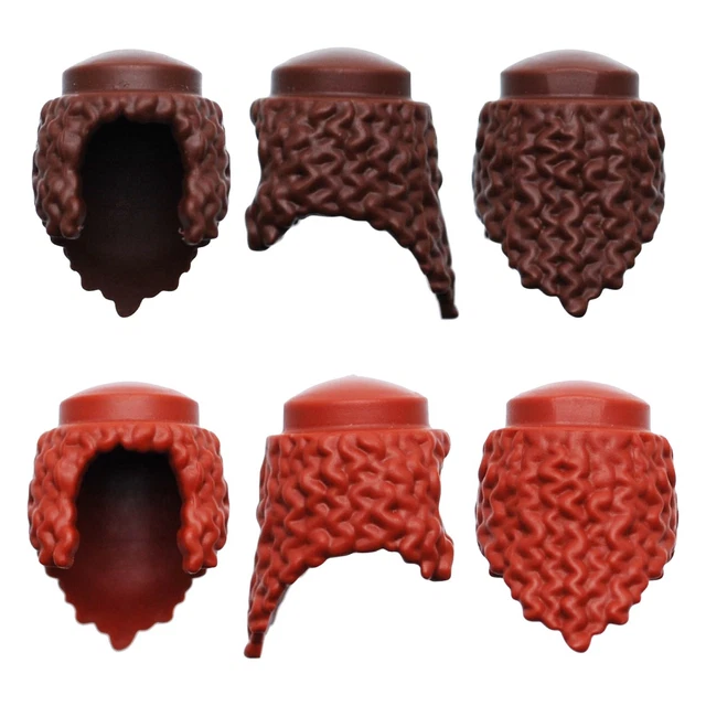 Lot De 2 Têtes Playmobil Cheveux Brun Foncé Avec Barbe - Pour Cowboys, Pirates, Médiévaux - Occasion