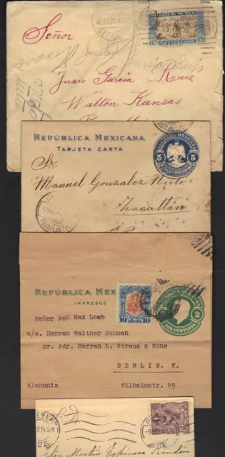 MEXICO 1900-30's COLL. OF 14 COVERS & CARDS INC. 3 CENSORED AIRMAIL P.C. & NEWS