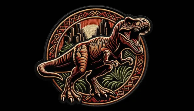 Tyrannosaurus rex Dinosaur Patch Embroidered Iron-on Applique T-rex Raptor