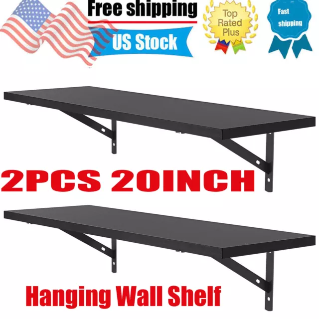 20inch Floating Shelves Wall Mounted Set of 2, Wood Display Storage Wall oO