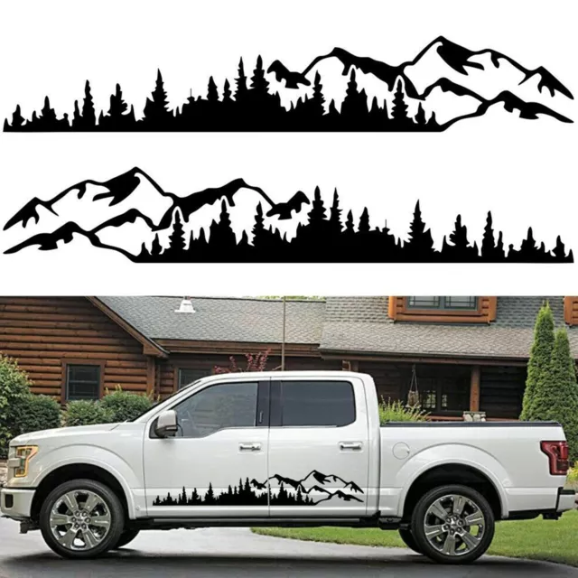 Car Tree Mountain Forest Decal Vinyl Sticker For Truck SUV RV Trailer Side Body