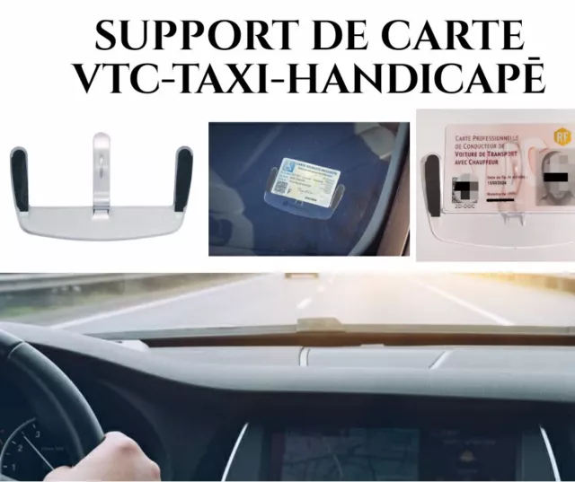 SUPPORT DE CARTE vtc taxi handicapé badge fixe pare-brise autocollante EUR  9,99 - PicClick FR