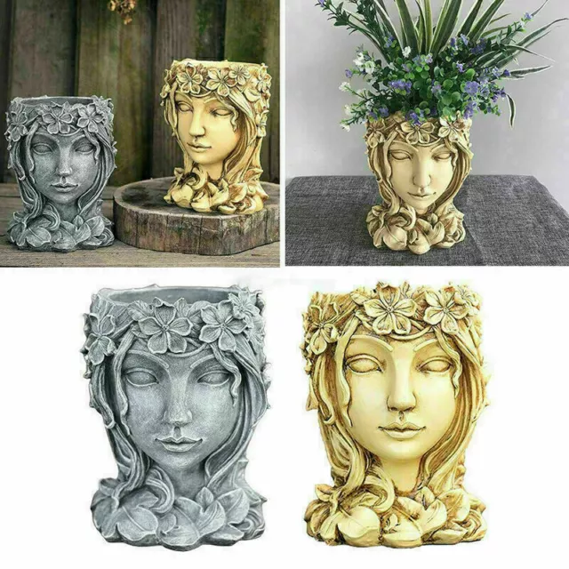 20cm Goddess Head Design Succulents Plant Pot Cute Resin Flowerpot for DIY Decor