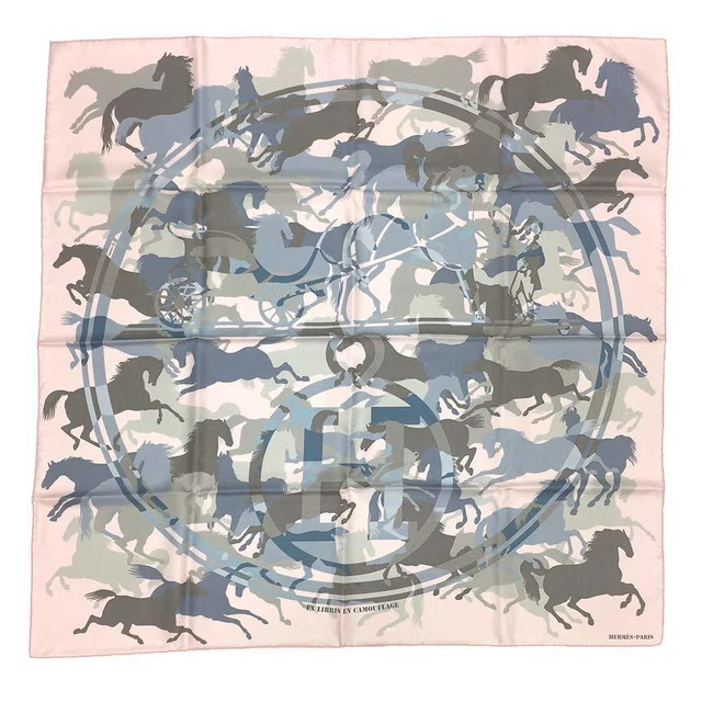 HERMES Scarf Carre90 EX LIBRIS EN CAMOUFLAGE sc181