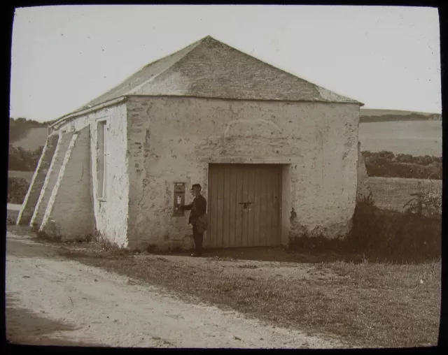 Glas magische Laterne Rutsche REJERRAH DIE ALTE CHAPEL C1890 VIKTORIANISCHES FOTO CORNWALL