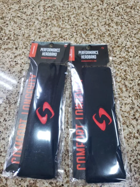 2 Headbands: GEARBOX  RACQUETBALL HEADBAND Black with RED Design