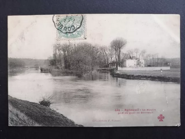 cpa Collection FLEURY 94 - BONNEUIL sur MARNE Le MOULIN Pris du QUAI circa 1900