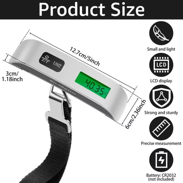 2-Pack Luggage Scale 110lb 50kg Portable Travel LCD Digital Hanging Weight 3