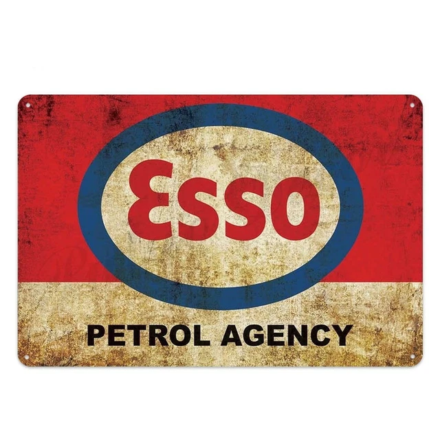 Plaque Décorative Métal étain - Garage Huile Moteur ESSO - 30x20 Cm - Neuve