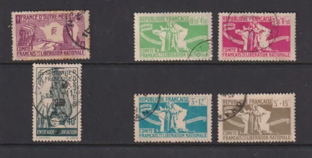 French Colonies - General Issues - 6 stamps, used in Algeria, cat. $ 64.50