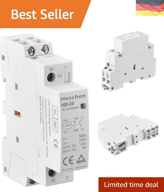 Contacteur Modulaire Heschen CT1-25M/20, 25A 2P 2NO, Bobines 110V AC, Pour Montage Rail DIN
