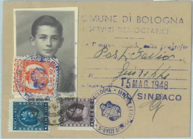 87507 - Vintage document DOCUMENTO D'EPOCA: Carta d'Identità 1948  BOLOGNA