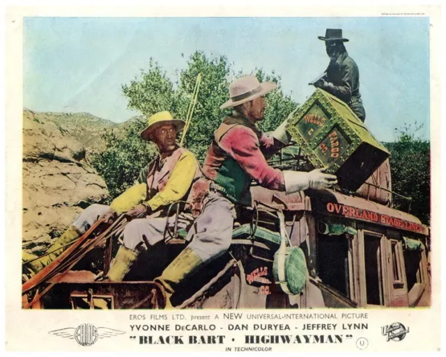 Black Bart Highwayman Original Lobby Card 1948 Dan Duryea stagecoah robbery