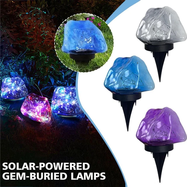 New Colourful Garden Stone Solar Powered LED Lights Buried Gem Lamp Q5R3