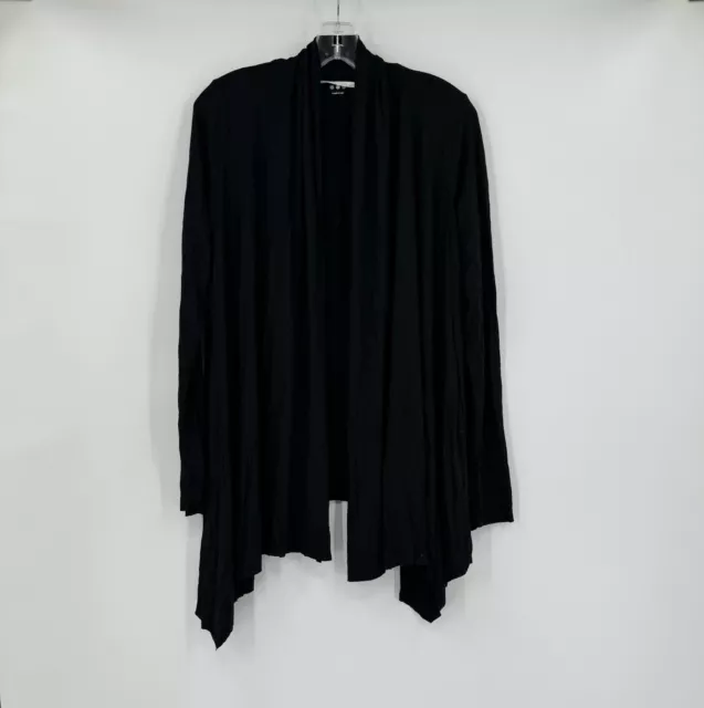 Three Dots Black Knit Draped Long Sleeve Open Cardigan Sweater Sz M NWOT